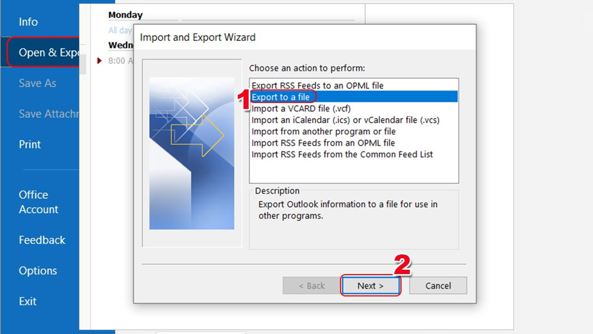 Cách sử dụng Outlook Lấy danh bạ liên hệ bước 2