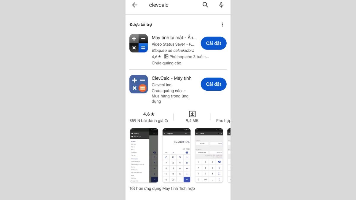 Cách tải ứng dụng ClevCalc trên Android bước 1