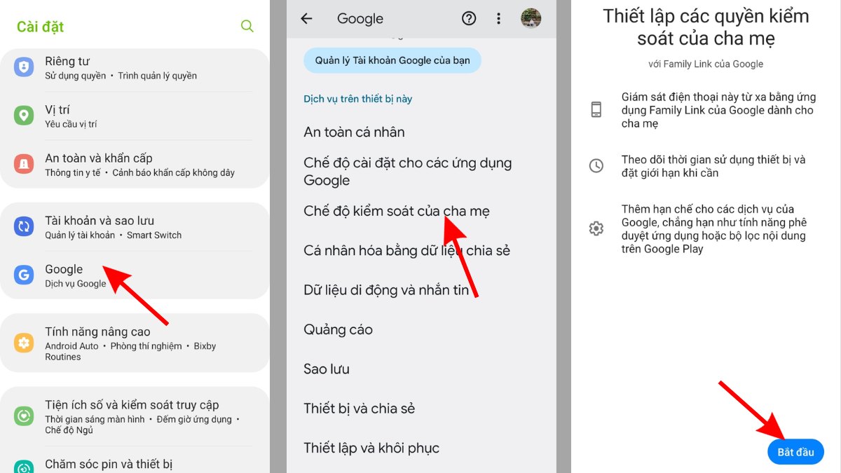 Cách tạo tài khoản Family Link trên thiết bị của con bước 1