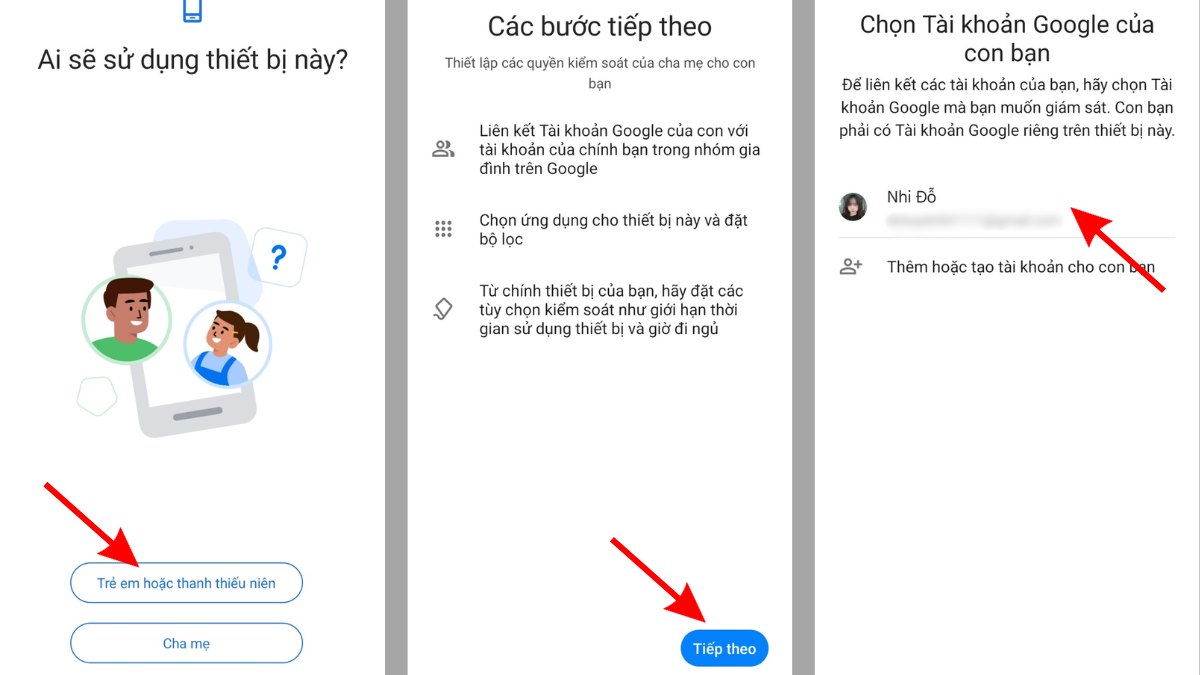 Cách tạo tài khoản Family Link trên thiết bị của con bước 2