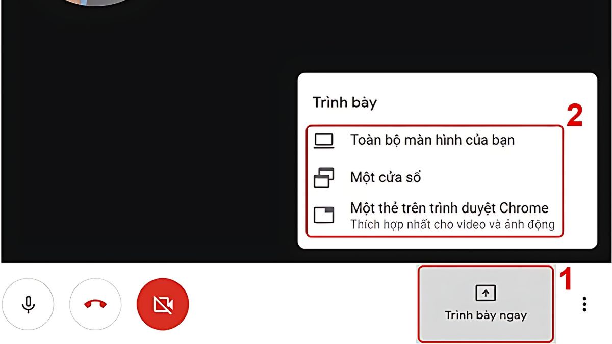 Cách chia sẻ màn hình trên Google Meet bằng máy tính bước 1