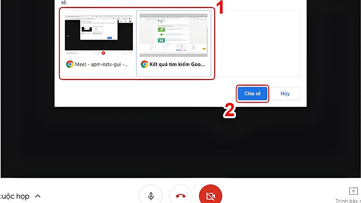 Cách chia sẻ màn hình trên Google Meet bằng máy tính bước 2