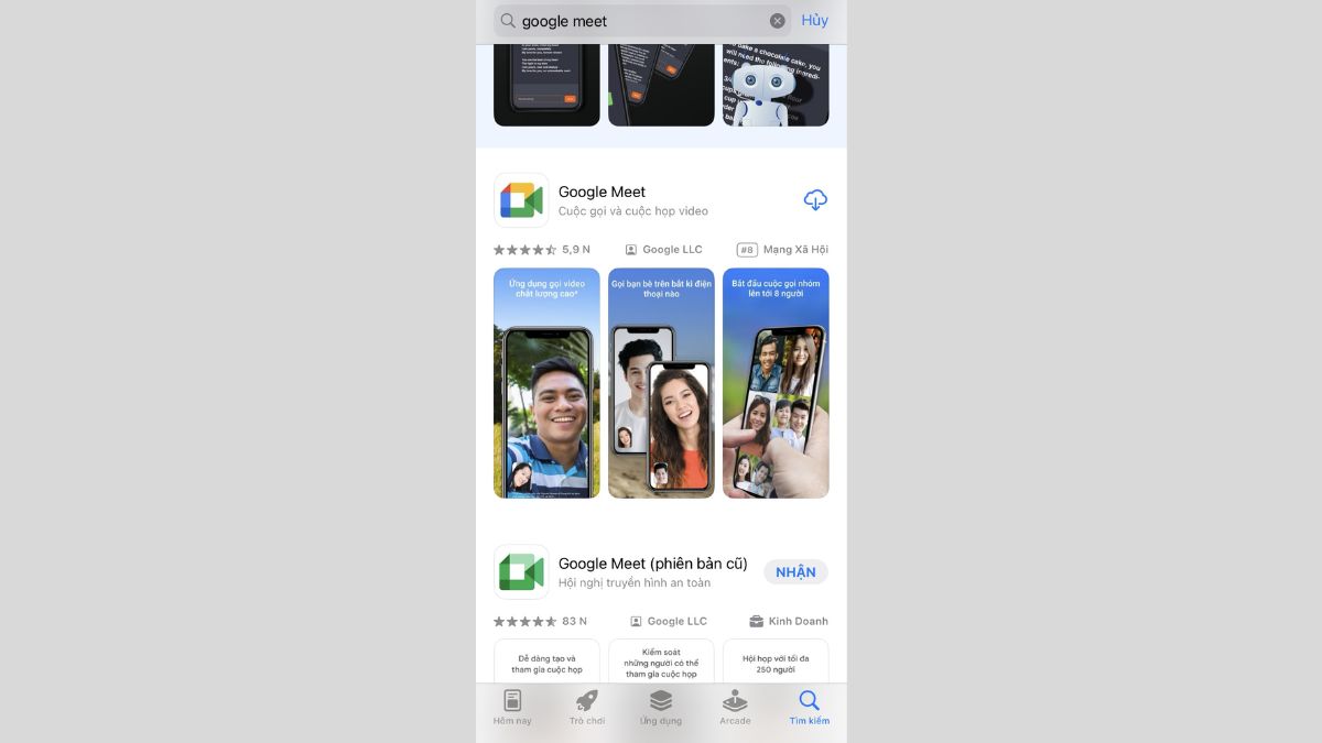 Cách tải Google Meet trên điện thoại iOS bước 1