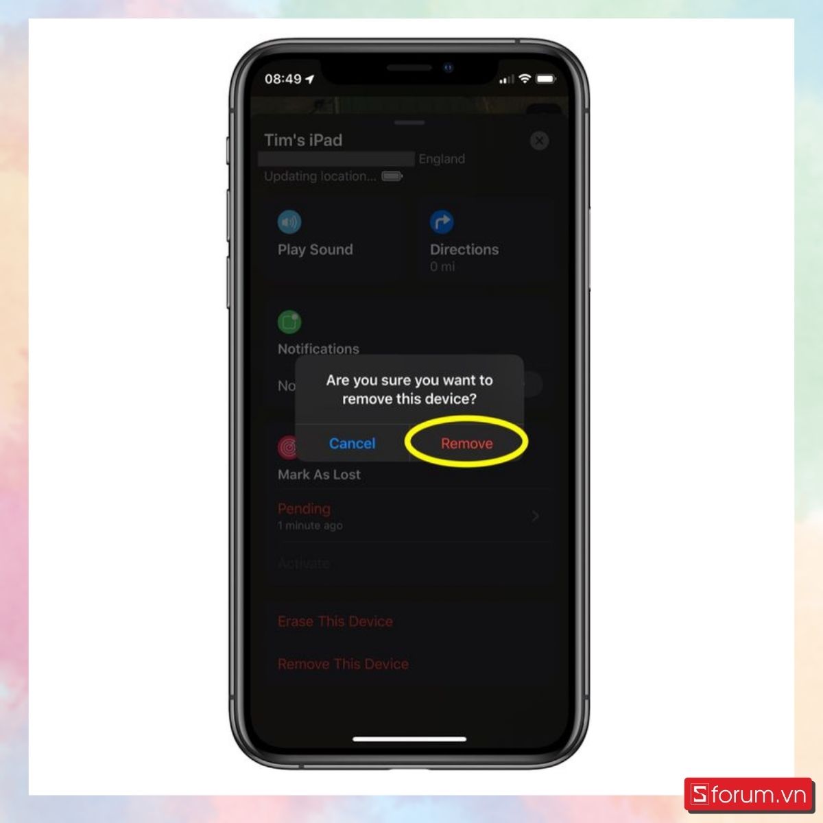 Cách xóa iCloud trên Find My - bước 4