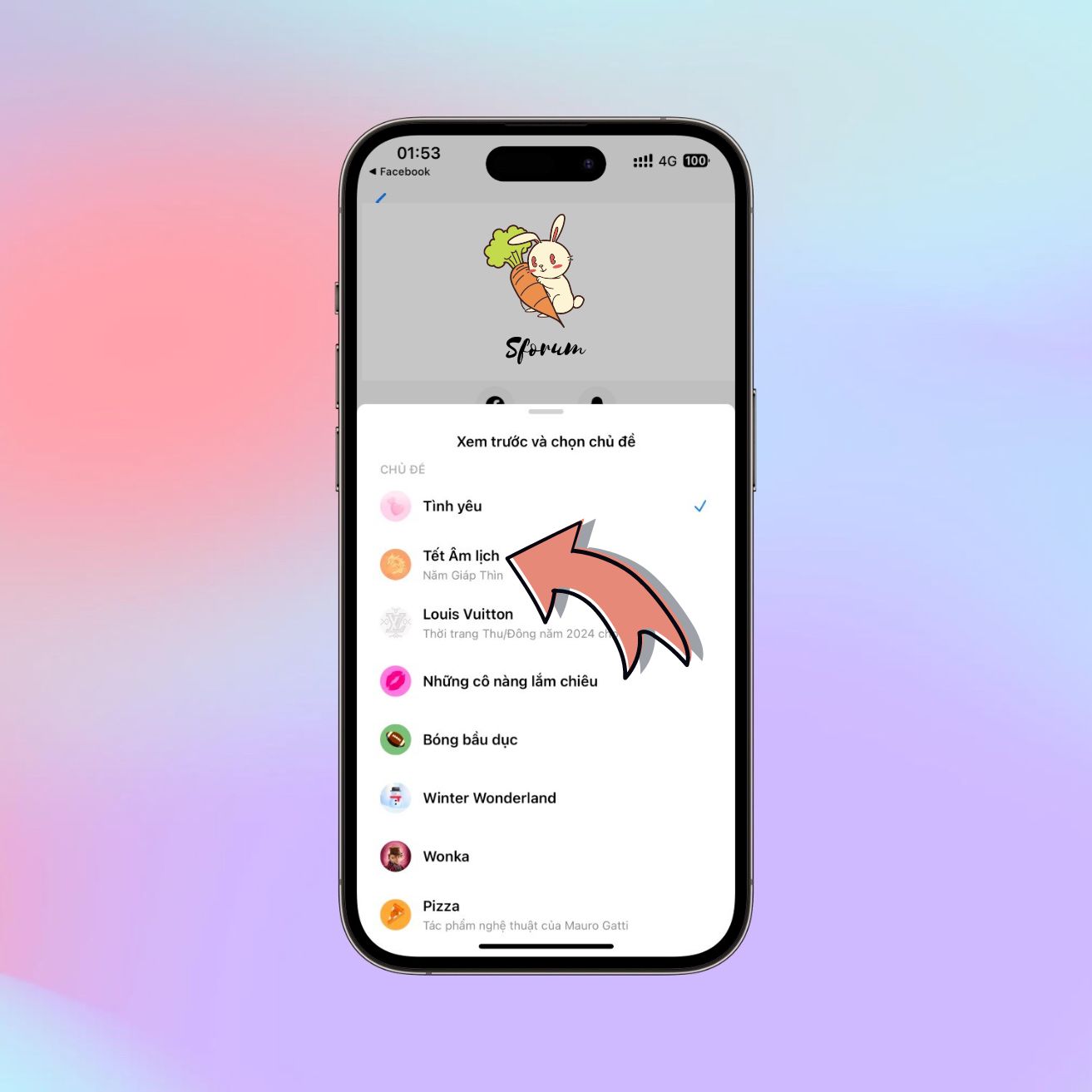 Hướng dẫn cách đổi chủ để Tết cực đẹp trên Messenger