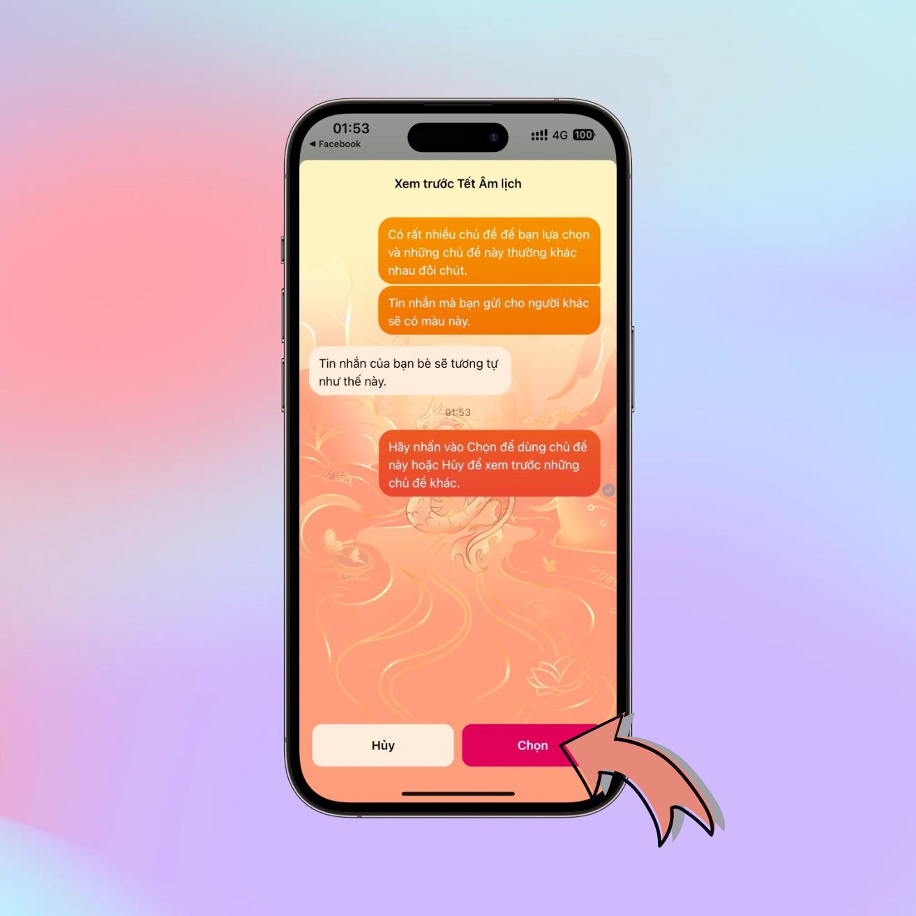 Hướng dẫn cách đổi chủ để Tết cực đẹp trên Messenger