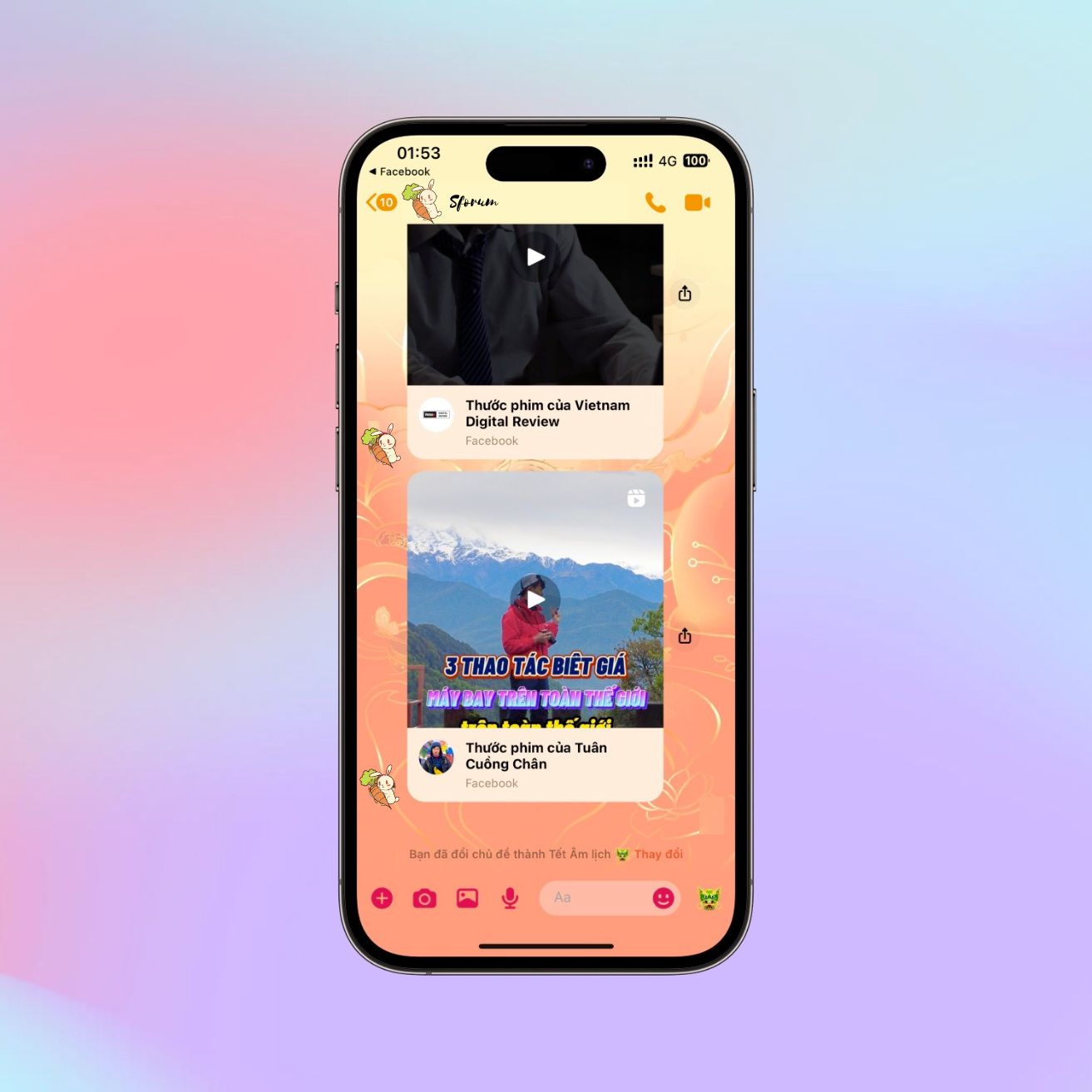 Hướng dẫn cách đổi chủ để Tết cực đẹp trên Messenger