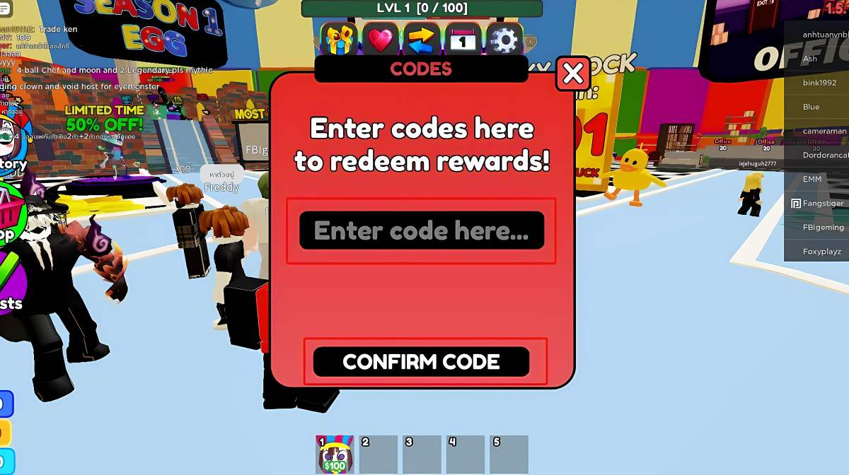Hướng dẫn cách nhập code Circus Tower Defense bước 2