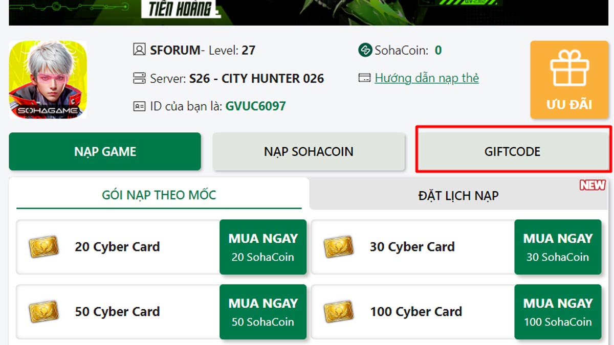 Hướng dẫn cách nhập code City Hunter bước 3