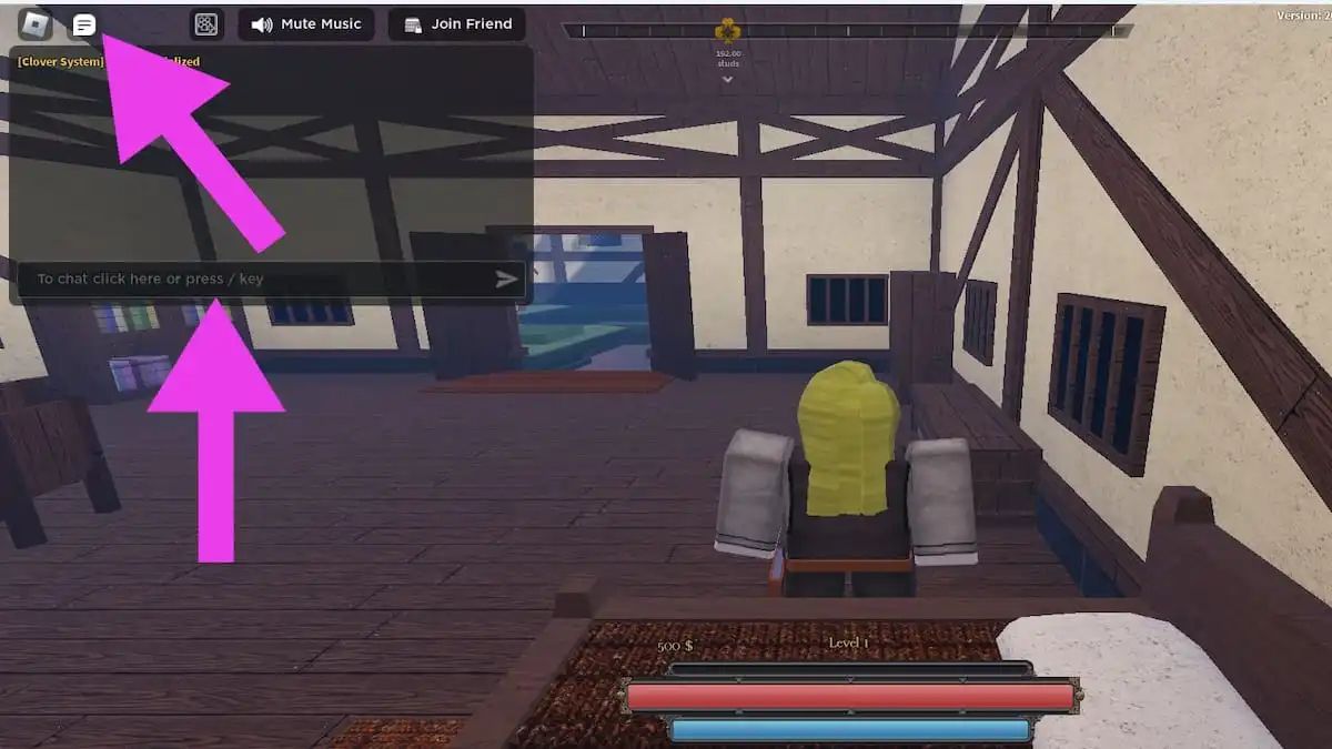 Cách nhập code Clover Retribution bước 1