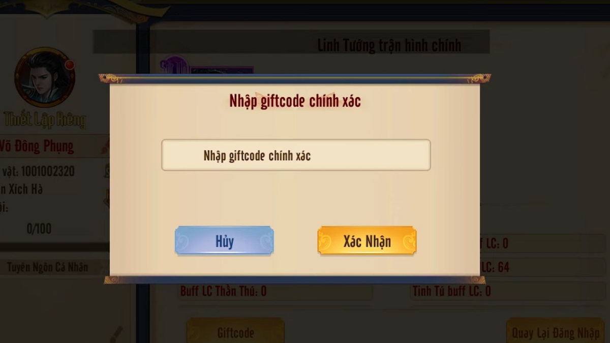 Cách nhập code Mộng Liêu Trai bước 3