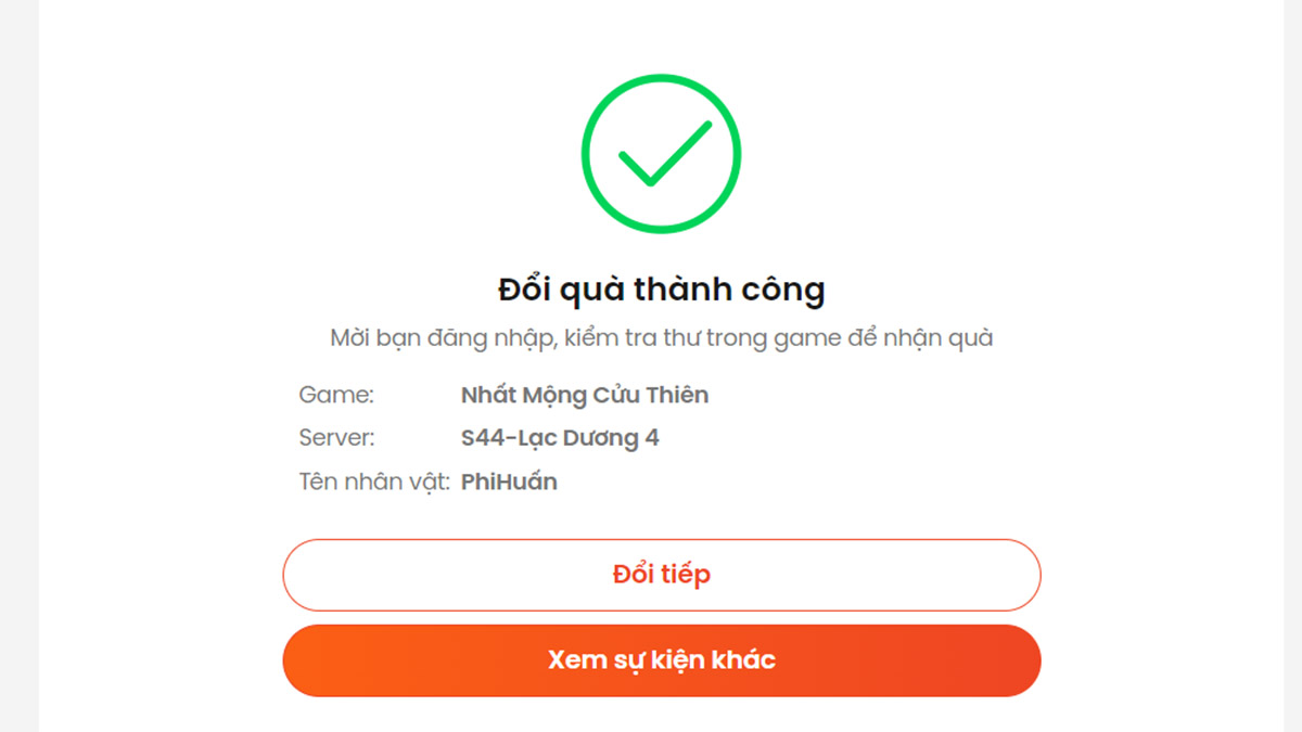 Hướng dẫn cách nhập code Nhất Mộng Cửu Thiên bước 4