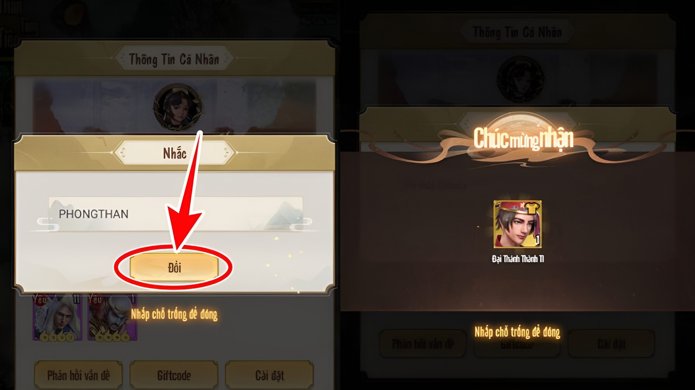Cách nhập mã code Tây Du Thần Ký bước 4