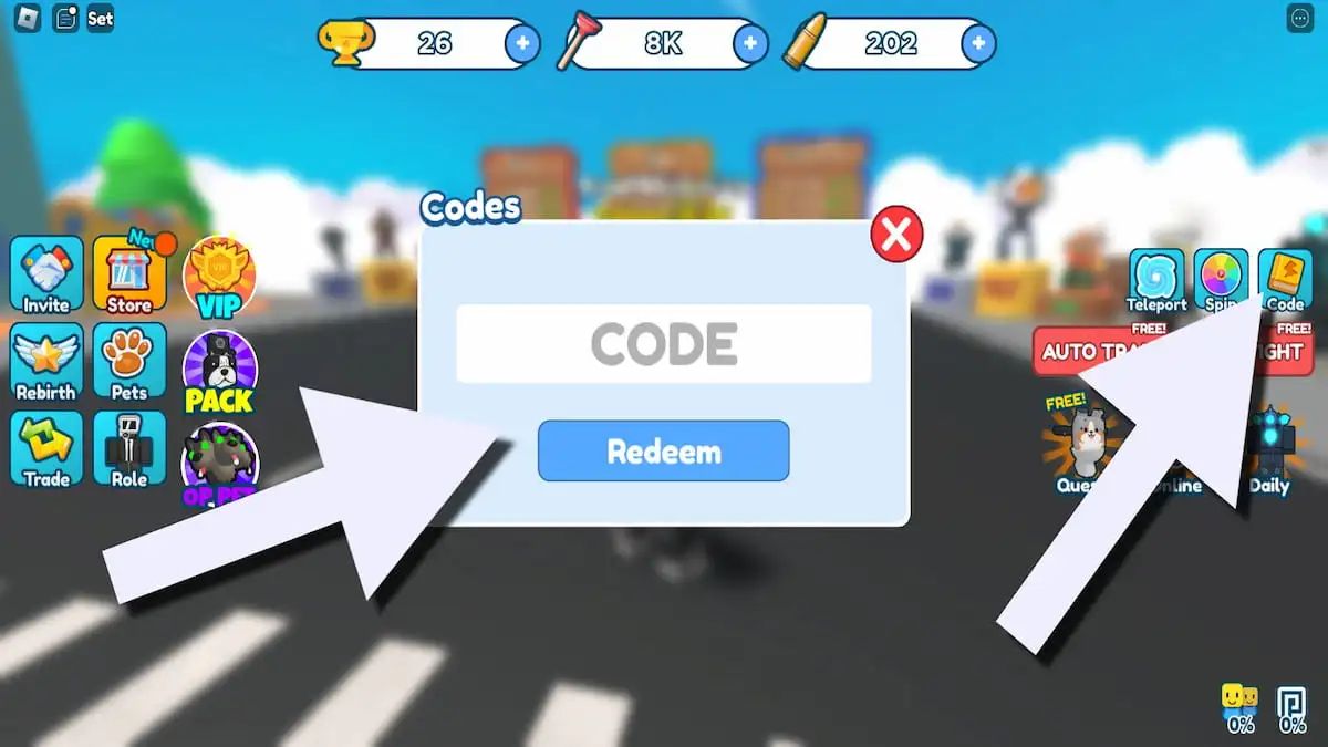 Hướng dẫn cách nhập code Toilet Fighting Simulator chi tiết bước 1