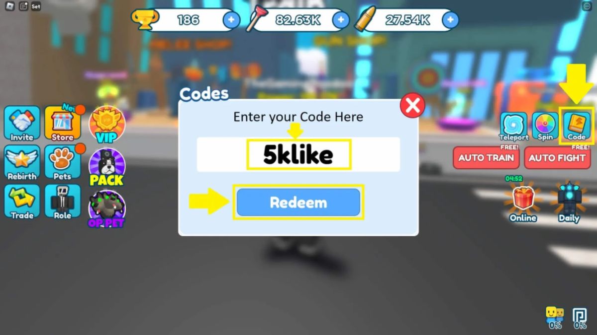 Hướng dẫn cách nhập code Toilet Fighting Simulator chi tiết bước 2