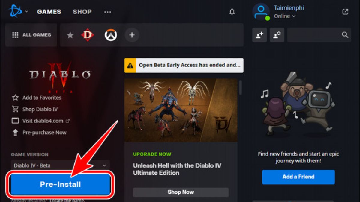 Cách tải game Diablo 4 trên máy tính bước 2
