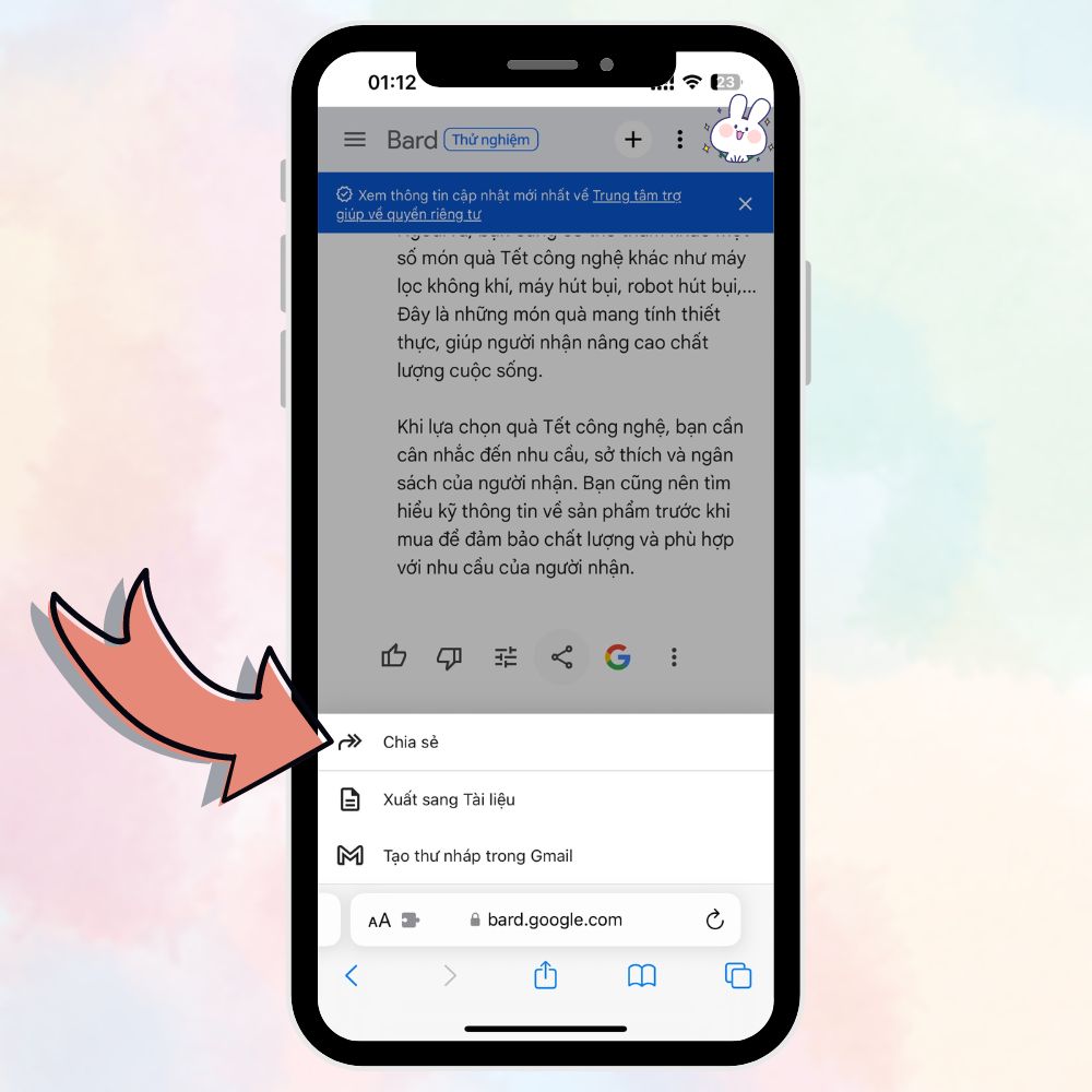 Cách chia sẻ cuộc trò chuyện Google Bard3