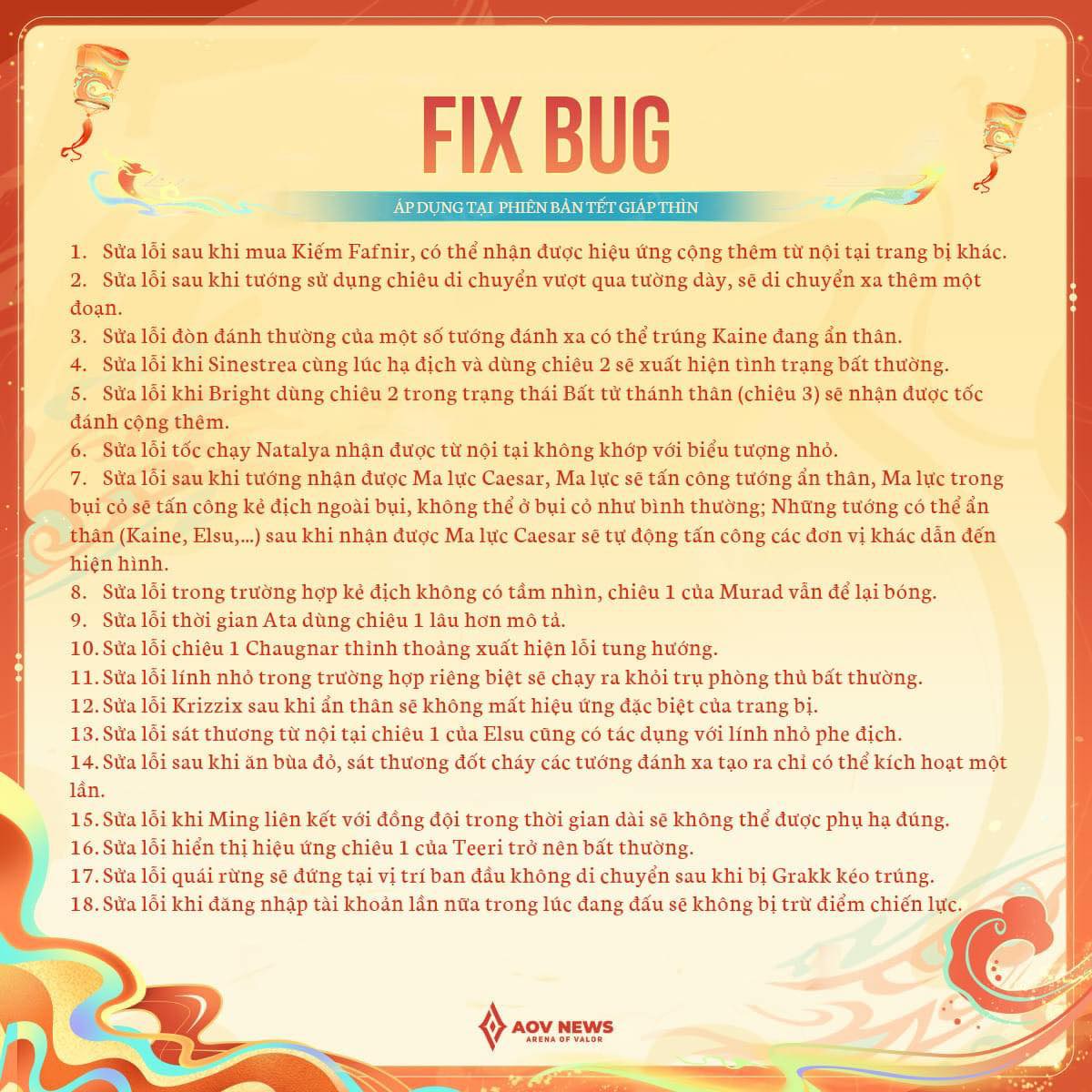 Garena fix loạt lỗi của tướng Liên Quân