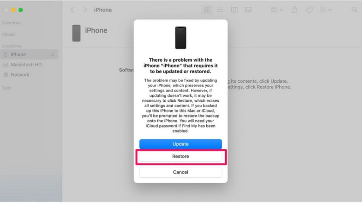 Khắc phục với iTunes - bước 5