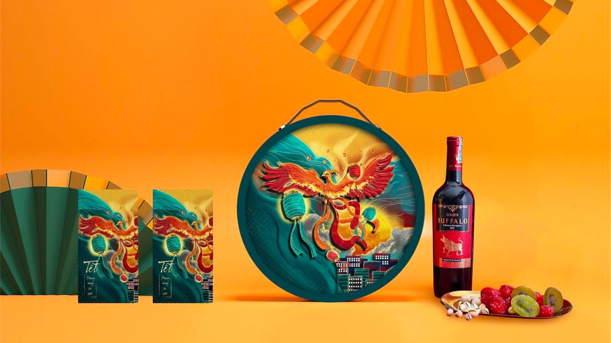 Mẫu hộp quà Tết có hình ảnh các linh vật