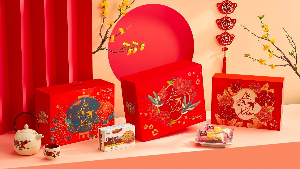 Mẫu hộp quà Tết in hình nghệ thuật