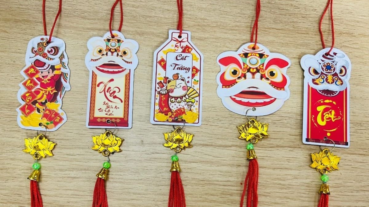 top set phụ kiện trang trí giỏ quà tết đơn giản