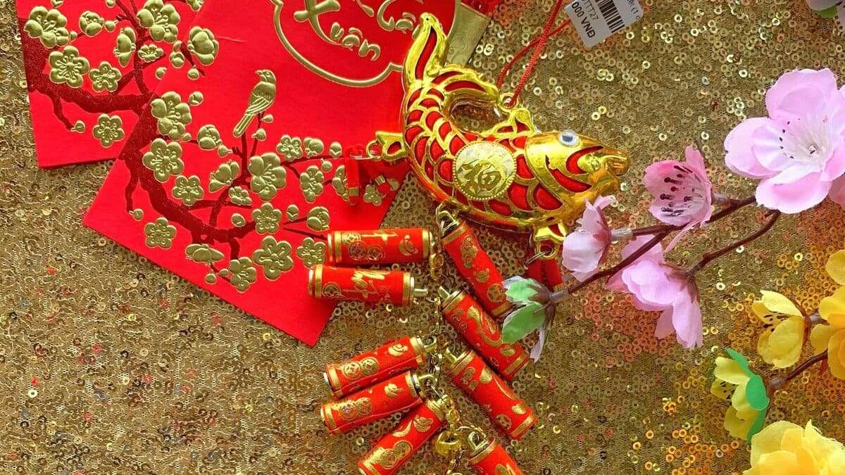 set phụ kiện trang trí giở quà tết đẹp