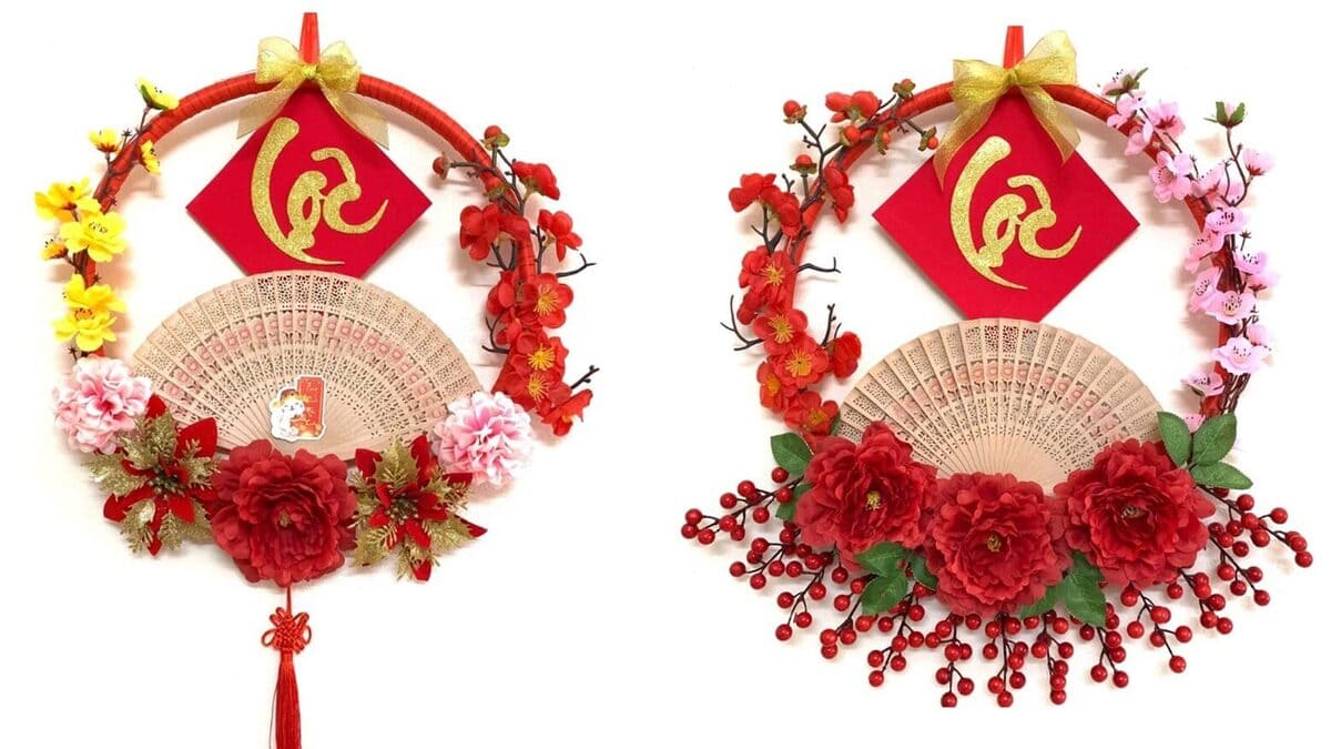 set đồ phụ kiện trang trí giỏ quà tết