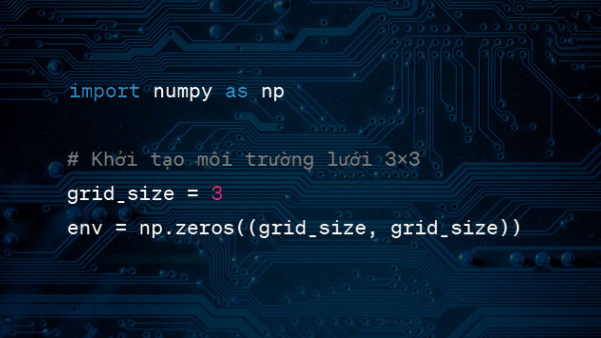 Ví dụ về Q-Learning- Khởi tạo môi trường lưới 3x3