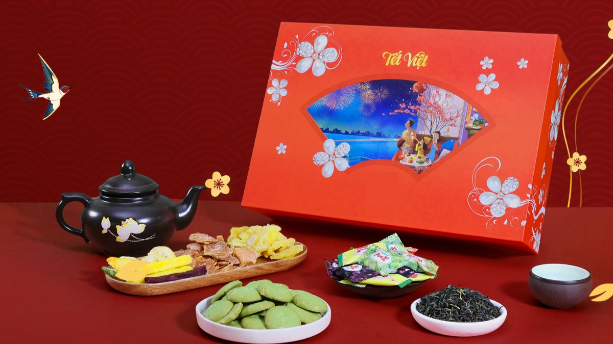 Bộ quà Sum Vầy Đong Đầy Yêu Thương - top set quà tết giá rẻ sang trọng cho doanh nghiệp