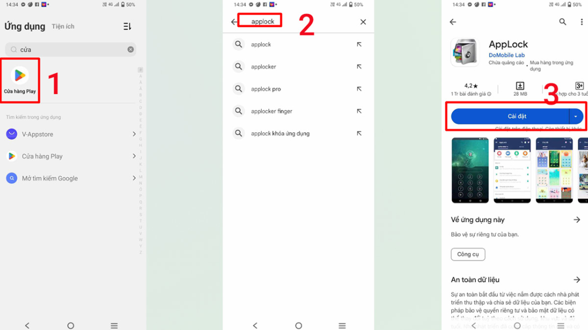 Cách tải Applock cho điện thoại Android bước 1