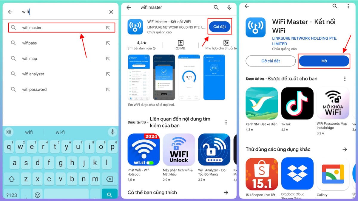Cách tải ứng dụng WiFi chìa khóa vạn năng về điện thoại Android bước 1
