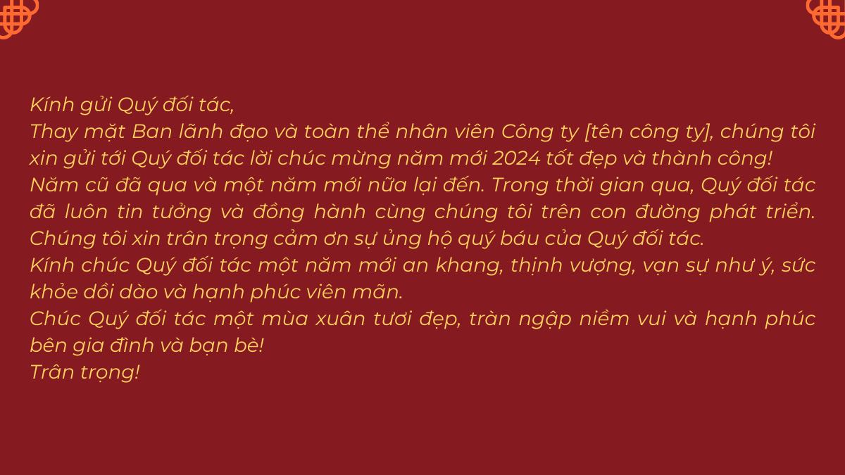 Mẫu thư chúc tết doanh nghiệp