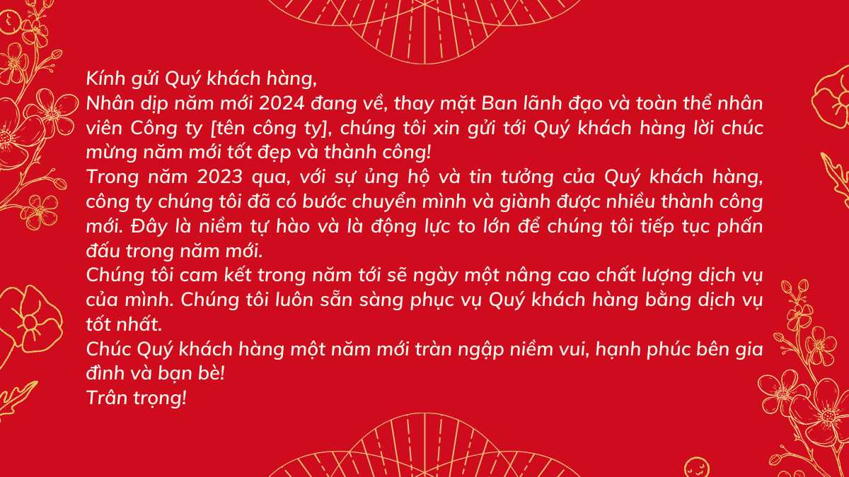 Mẫu thư chúc tết khách hàng