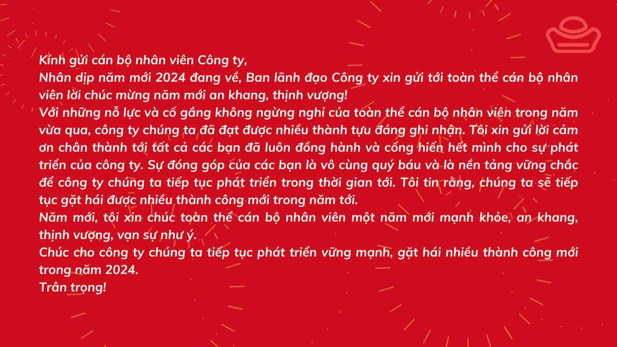 Mẫu thư chúc tết nhân viên