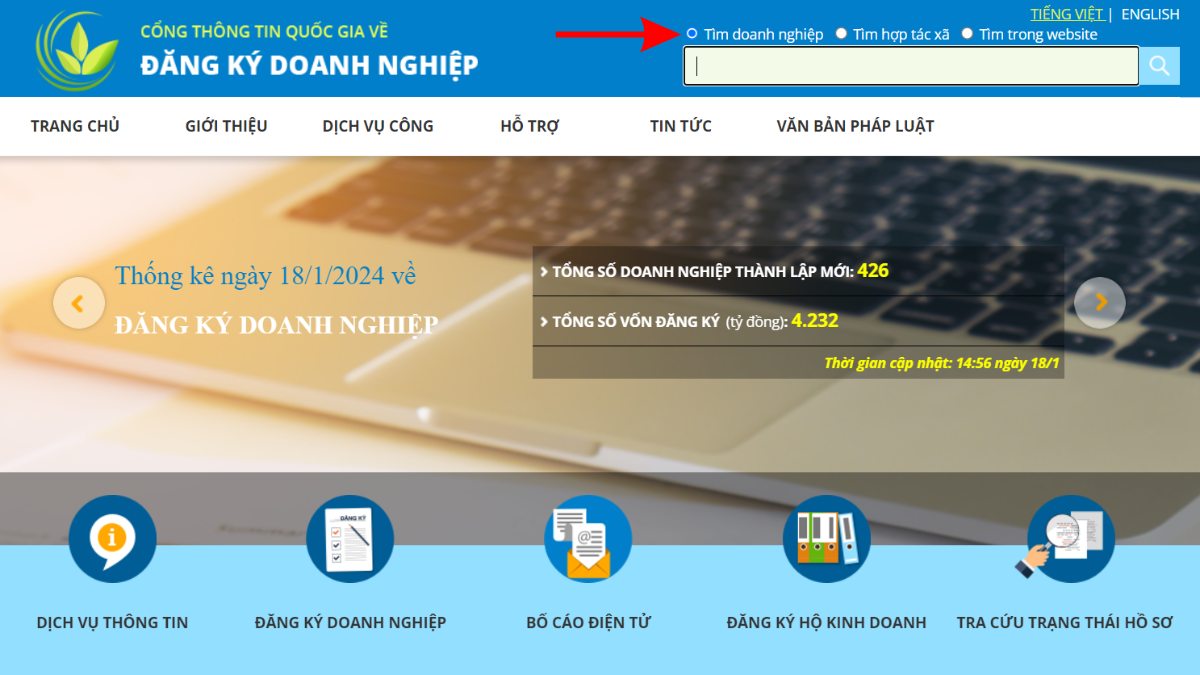 Cách tra cứu giấy phép kinh doanh chính xác nhất bước 1