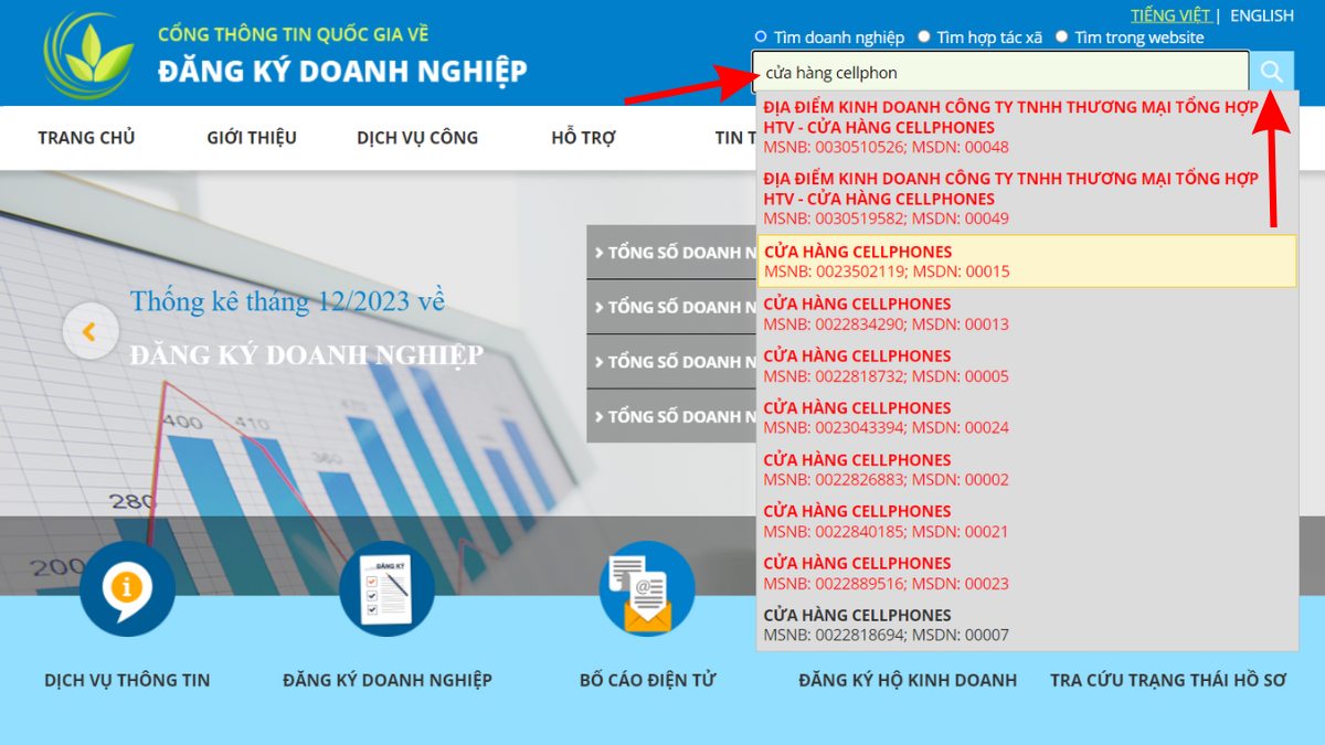 Cách tra cứu giấy phép kinh doanh chính xác nhất bước 2