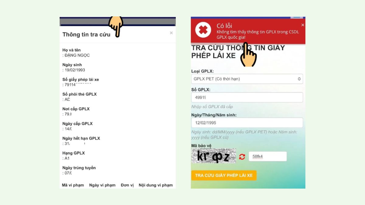 Tra cứu giấy phép lái xe tại Website của Cục Đường Bộ Việt Nam bước 3