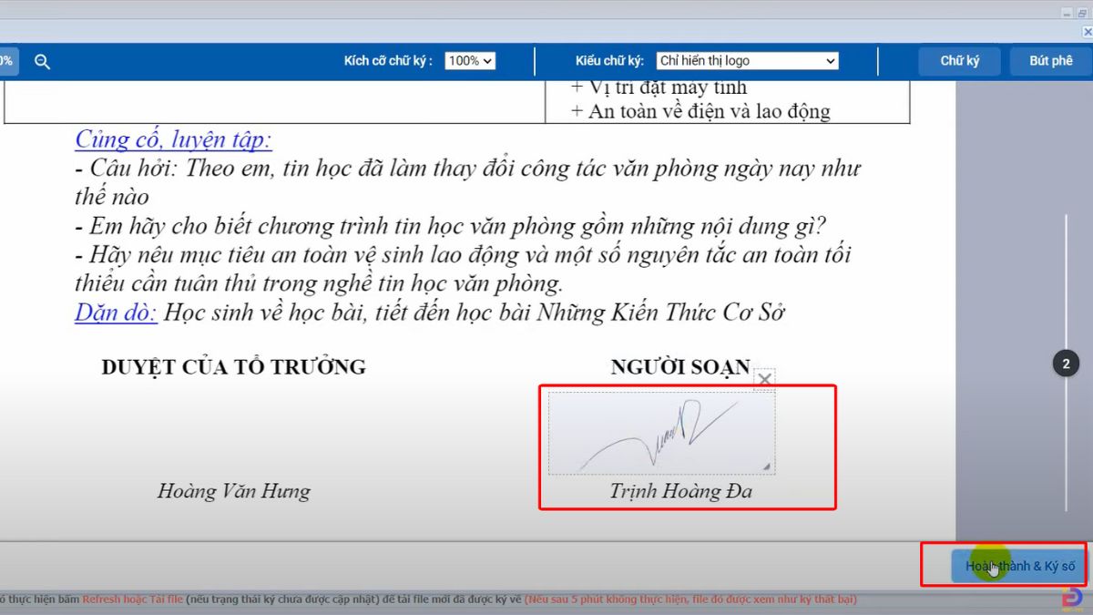 Cách tạo chữ ký số trên vnEdu bước 4
