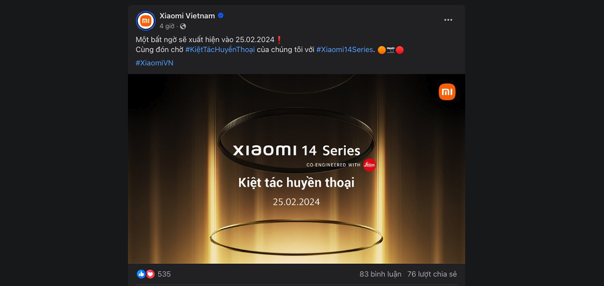 Xiaomi 14 series sẽ ra mắt tại Việt Nam vào ngày 25/2