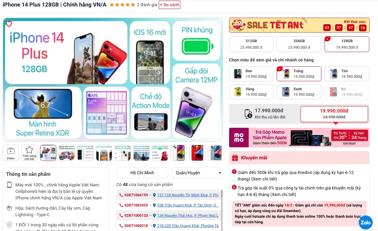 Giá iPhone 14 Plus hiện rất hấp dẫn