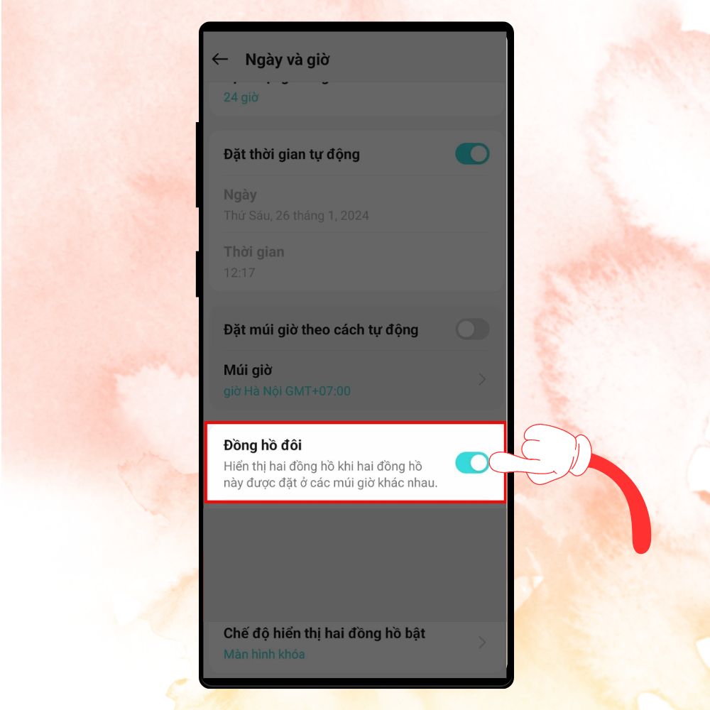 Cách thiết lập đồng hồ kép trên OPPO 3