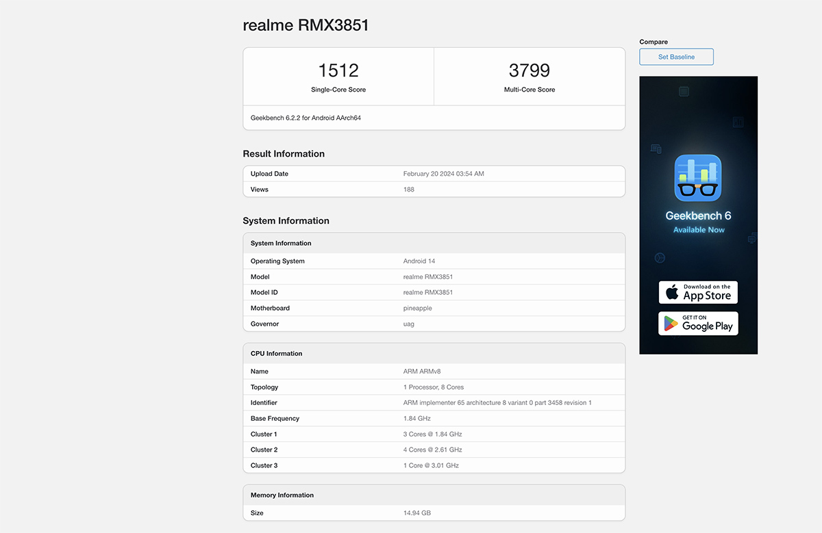 Snapdragon 8s Gen 3 trên Geekbench
