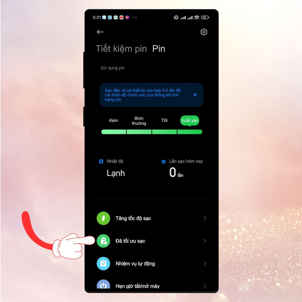 Bật chế độ tối ưu sạc 3