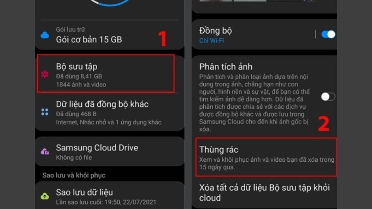 Sử dụng Samsung Cloud trong điện thoại khôi phục ảnh bước 2