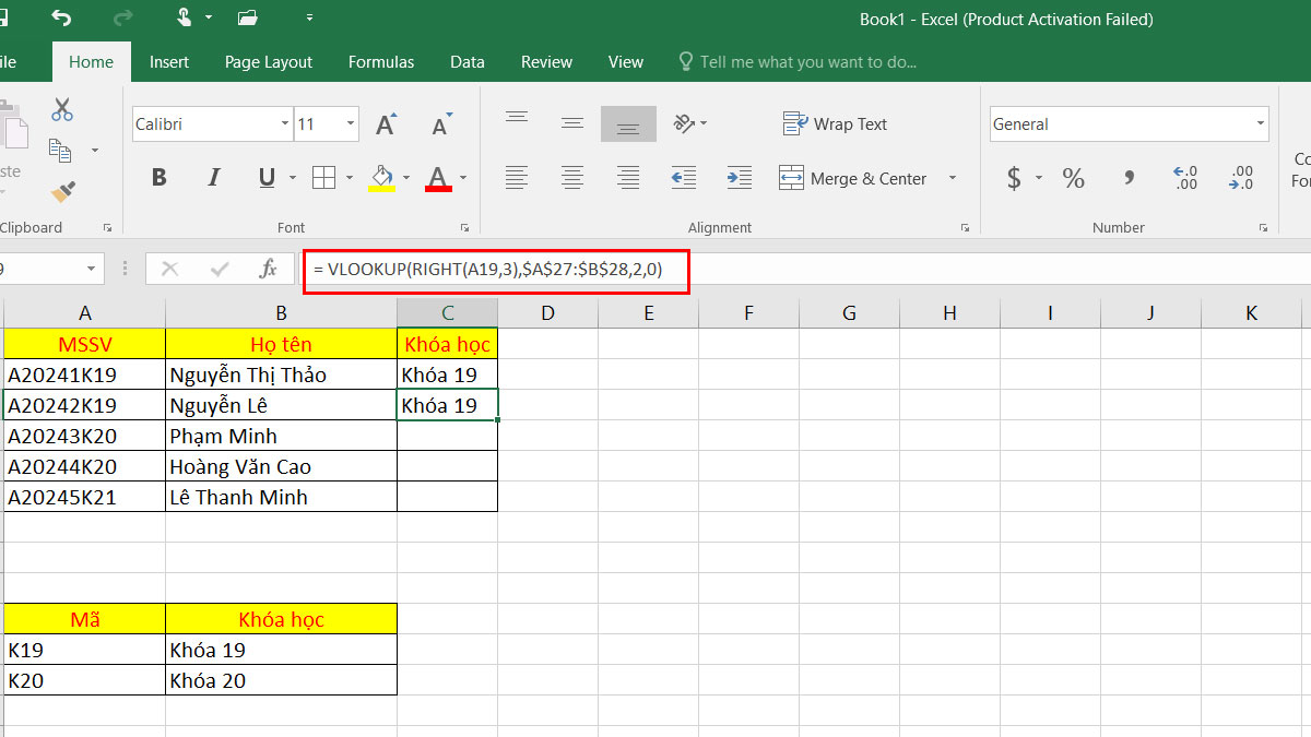 Những lưu ý khi kết hợp hàm VLOOKUP và RIGHT