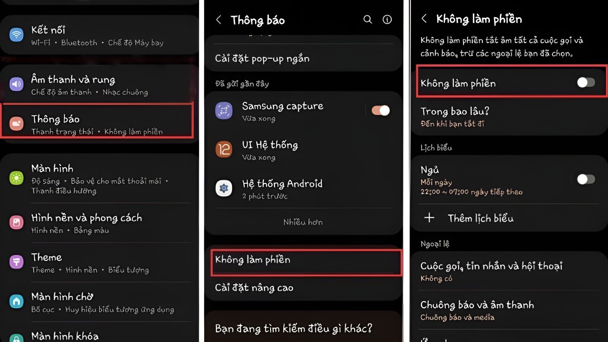 Cách tắt chế độ ưu tiên trên Samsung tại mục Cài đặt