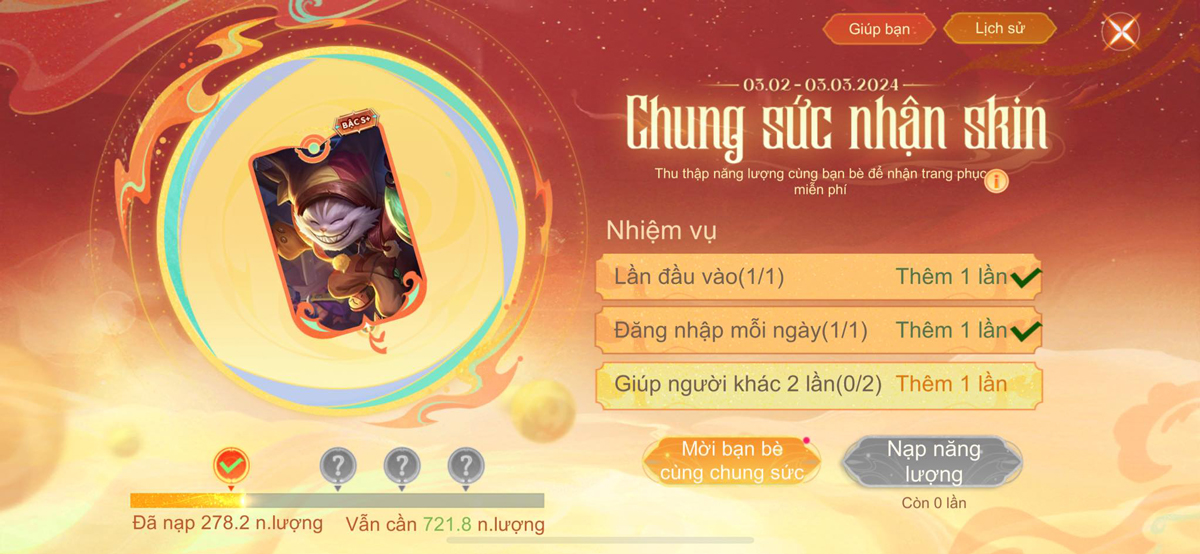 Sự kiện chung sức nhận skin xịn