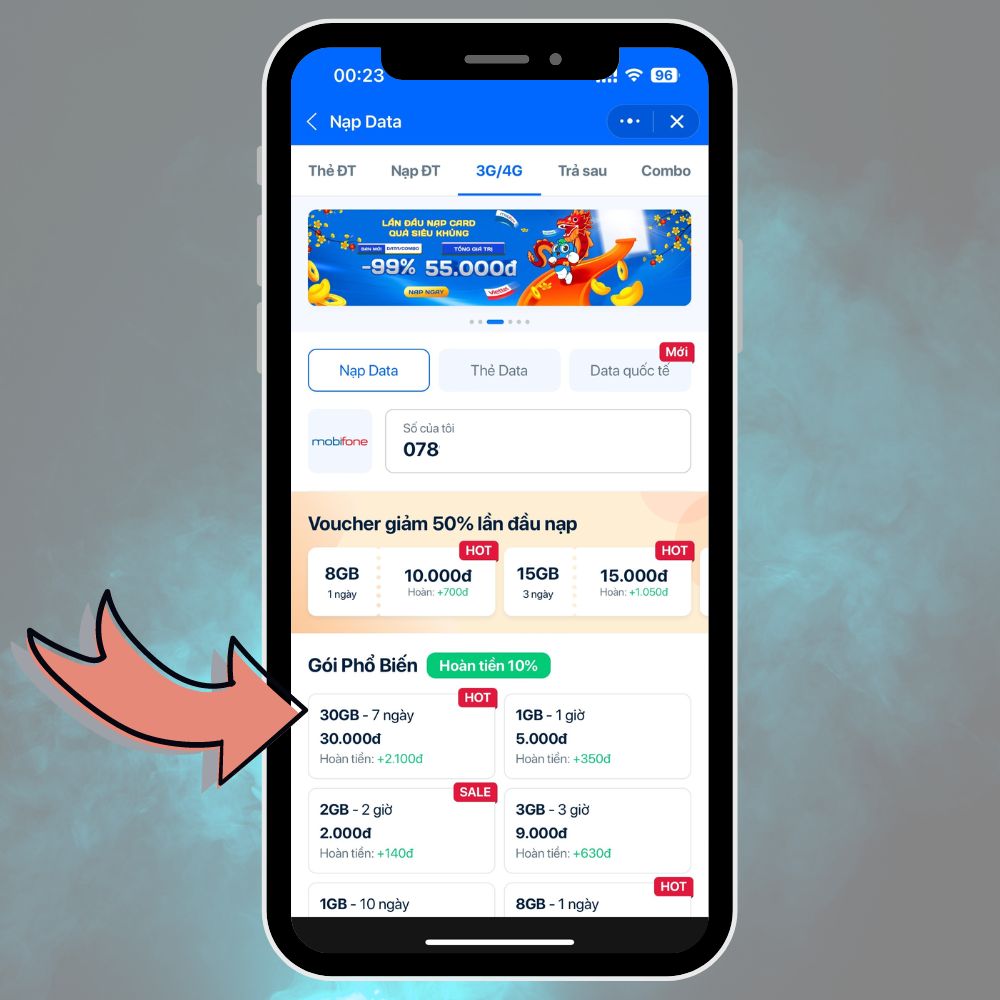 Cách tặng data cho thuê bao khác trên Zalo 5