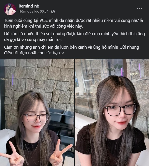 VCS: MC Remind chính thức nói lời chia tay giải đấu sau thời gian vắng bóng